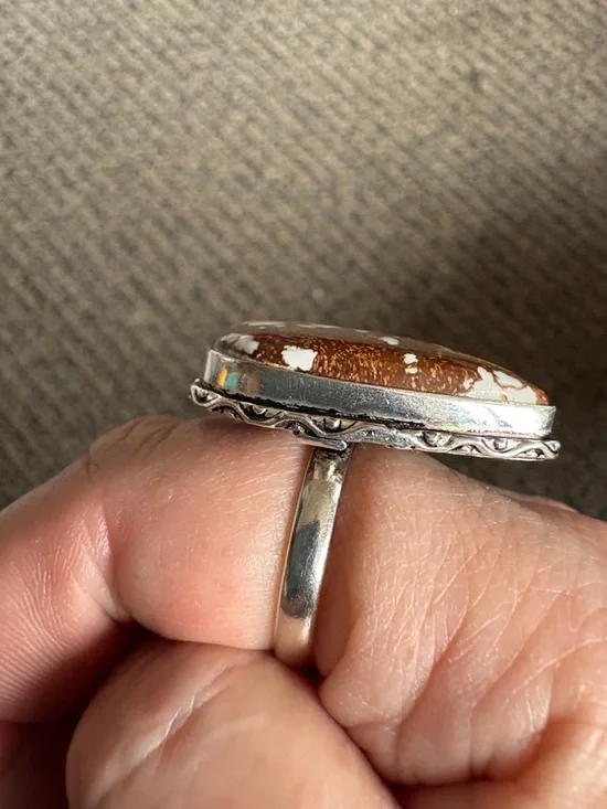 Wild Horse Jasper 925 silver plated ring Sz 10.25 - Picture 2 of 6